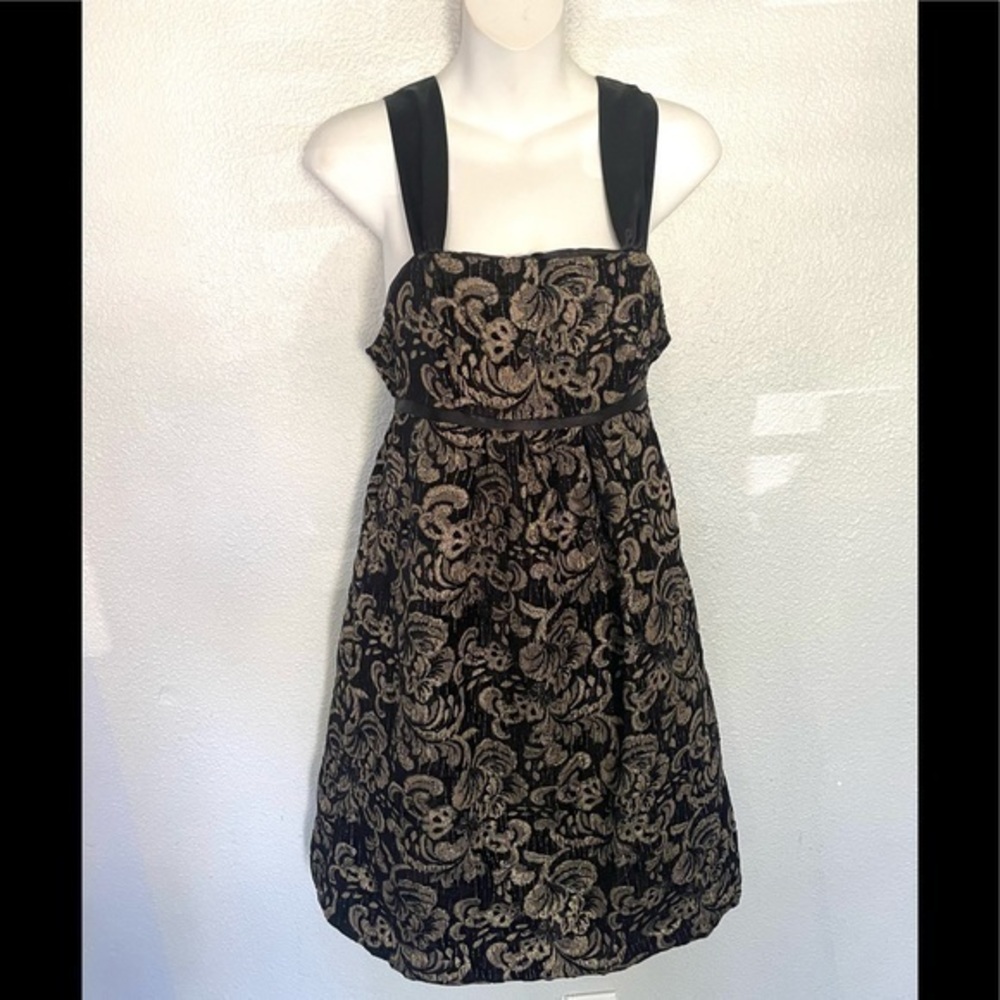 KENSIE Black and Tan floral metallic formal party dress size 8